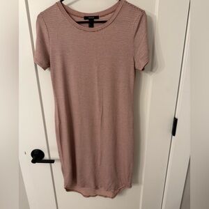 Forever 21 Burnt Orange and White Striped Shirt Dress